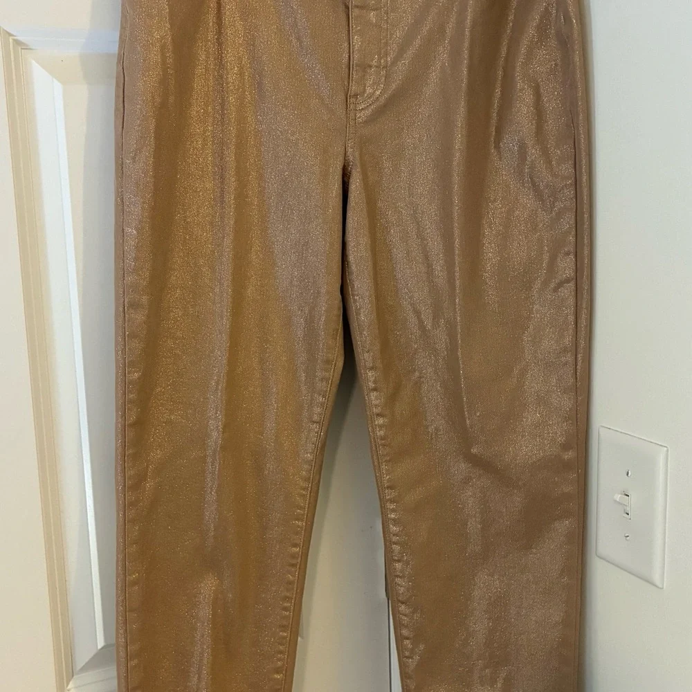 Talbots Slim Ankle Jeans Gold Shimmer Size 12